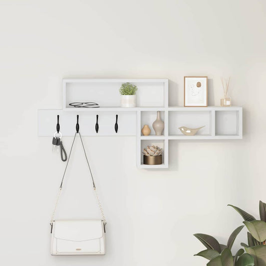 vidaXL Τοίχου Κρεμάστρα Επιτοίχιο Λευκό 100 x 12 x 43,5 εκ