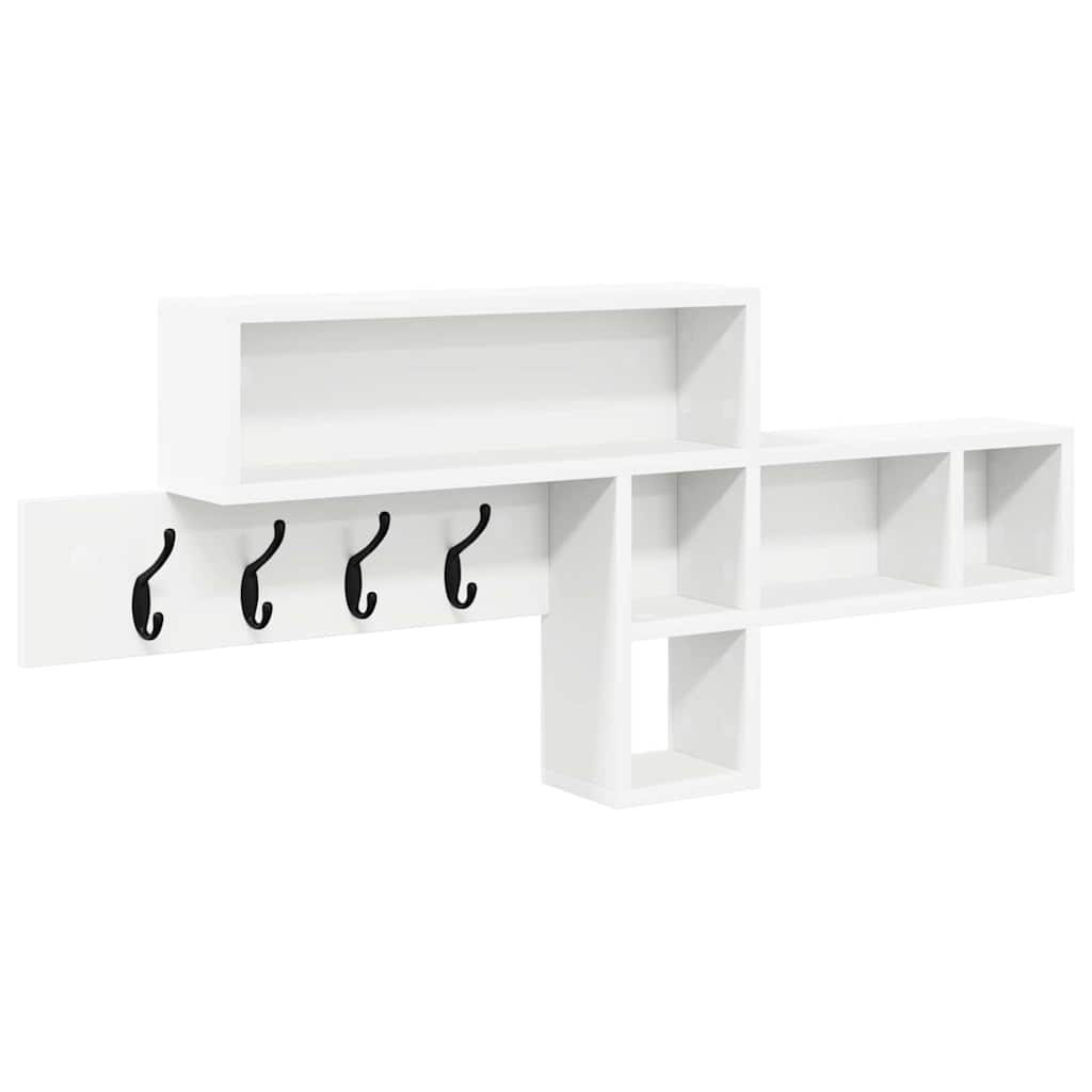 vidaXL Τοίχου Κρεμάστρα Λευκό 100 x 12 x 43.5 εκ Επεξεργασμένο ξύλο