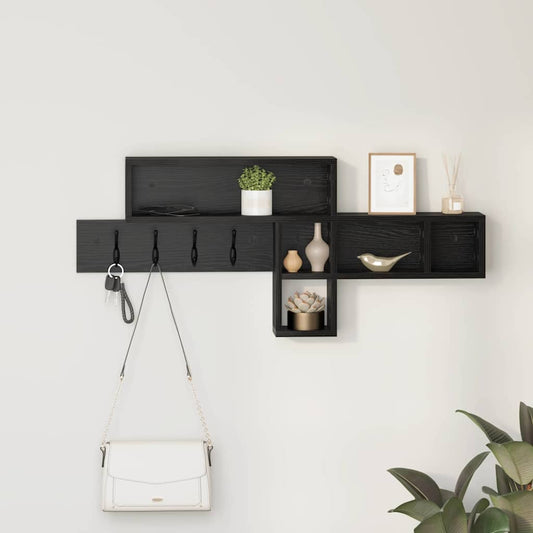 vidaXL Τοίχου Κρεμάστρα με ράφι Μαύρη δρυς 100 x 12 x 43.5 εκ