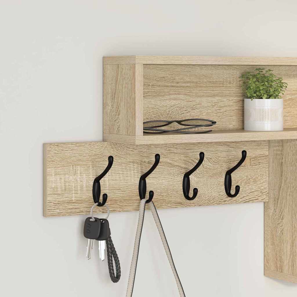 vidaXL Τοίχου Κρεμάστρα με ράφι Sonoma Δρυς 100 x 12 x 43.5 εκ