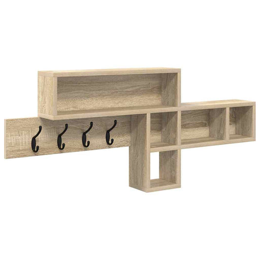 vidaXL Τοίχου Κρεμάστρα με ράφι Sonoma Δρυς 100 x 12 x 43.5 εκ