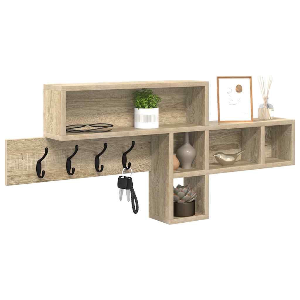vidaXL Τοίχου Κρεμάστρα με ράφι Sonoma Δρυς 100 x 12 x 43.5 εκ