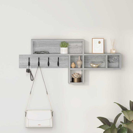 vidaXL Τοίχου Κρεμάστρα με ράφι Γκρι sonoma 100 x 12 x 43.5 εκ