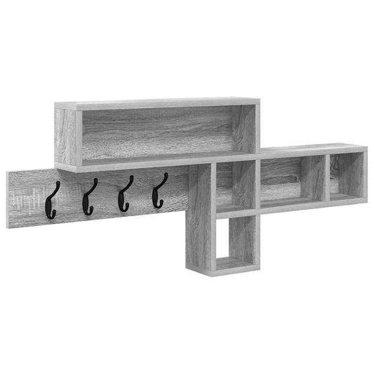 vidaXL Τοίχου Κρεμάστρα με ράφι Γκρι sonoma 100 x 12 x 43.5 εκ