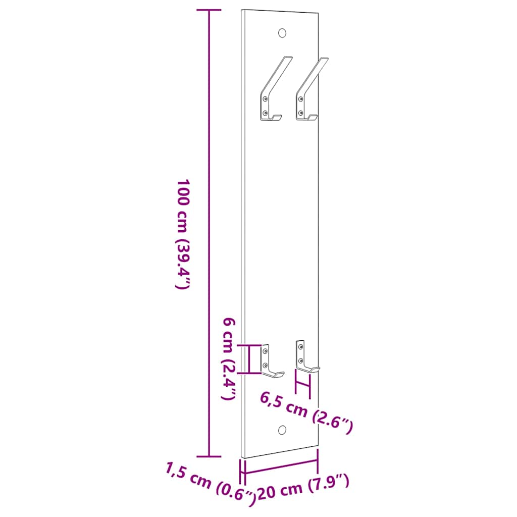 vidaXL Τοίχου Κρεμάστρα Επιτοίχιο Γκρι sonoma 20 x 1.5 x 100 εκ