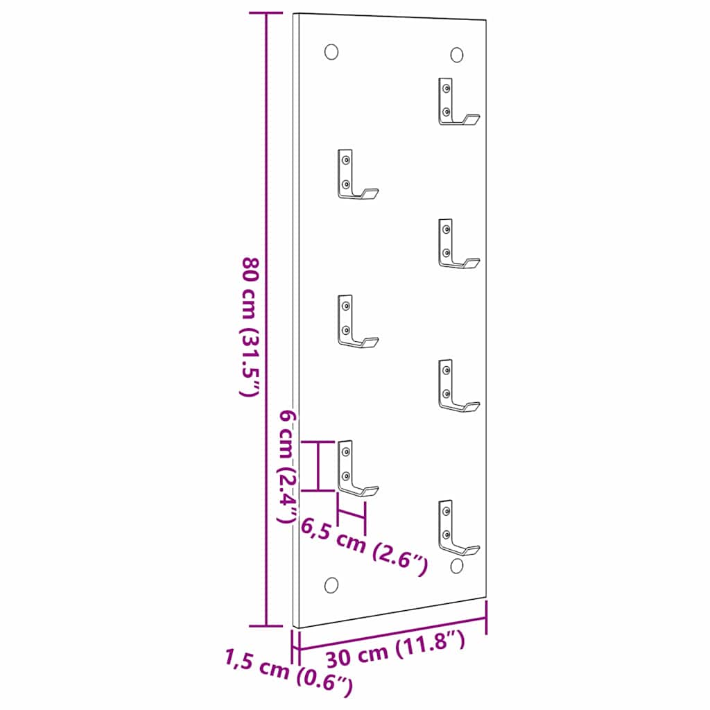 vidaXL Τοίχου Κρεμάστρα Επιτοίχιο Παλιό ξύλο 30 x 1,5 x 80 εκ.