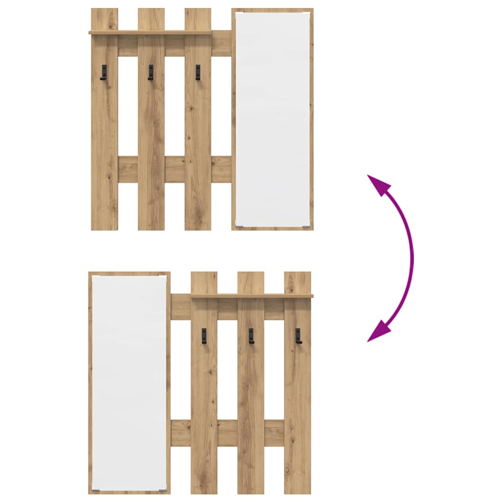 vidaXL Τοίχου Κρεμάστρα Επιτοίχιο Artisan Oak 100 x 10 x 100 εκ.