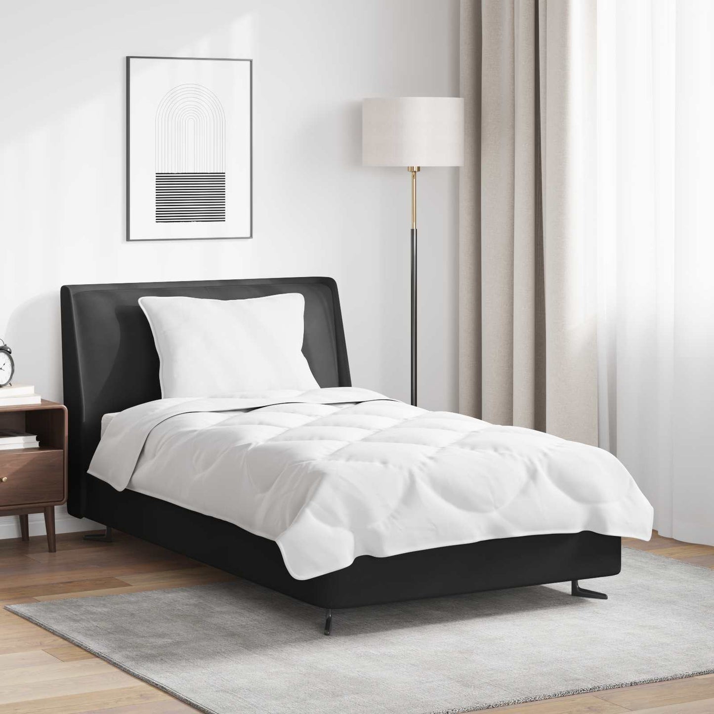 vidaXL Πάπλωμα με μαξιλάρι 2 pcs Λευκό 155 x 200 εκ. Μικροΐνες
