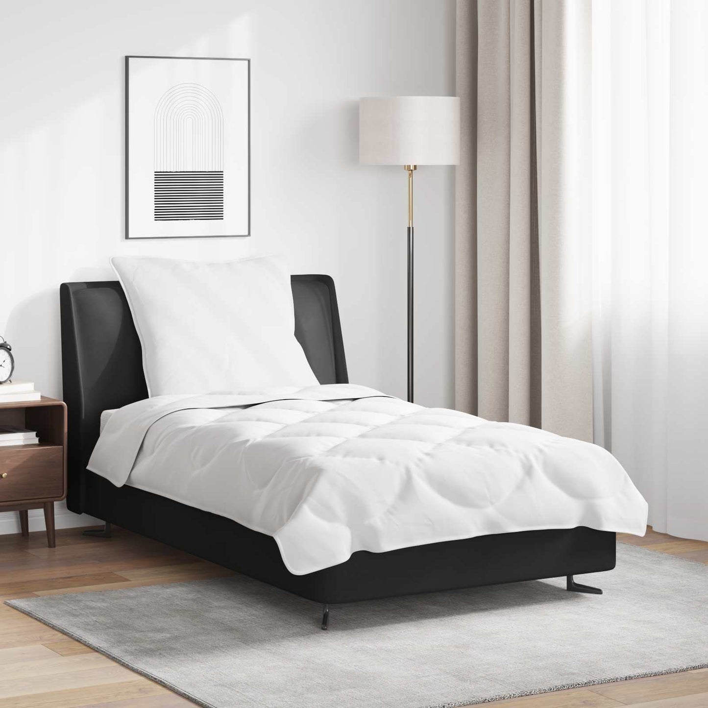 vidaXL Πάπλωμα με μαξιλάρι 2 pcs Λευκό 140 x 220 cm Μικροΐνες