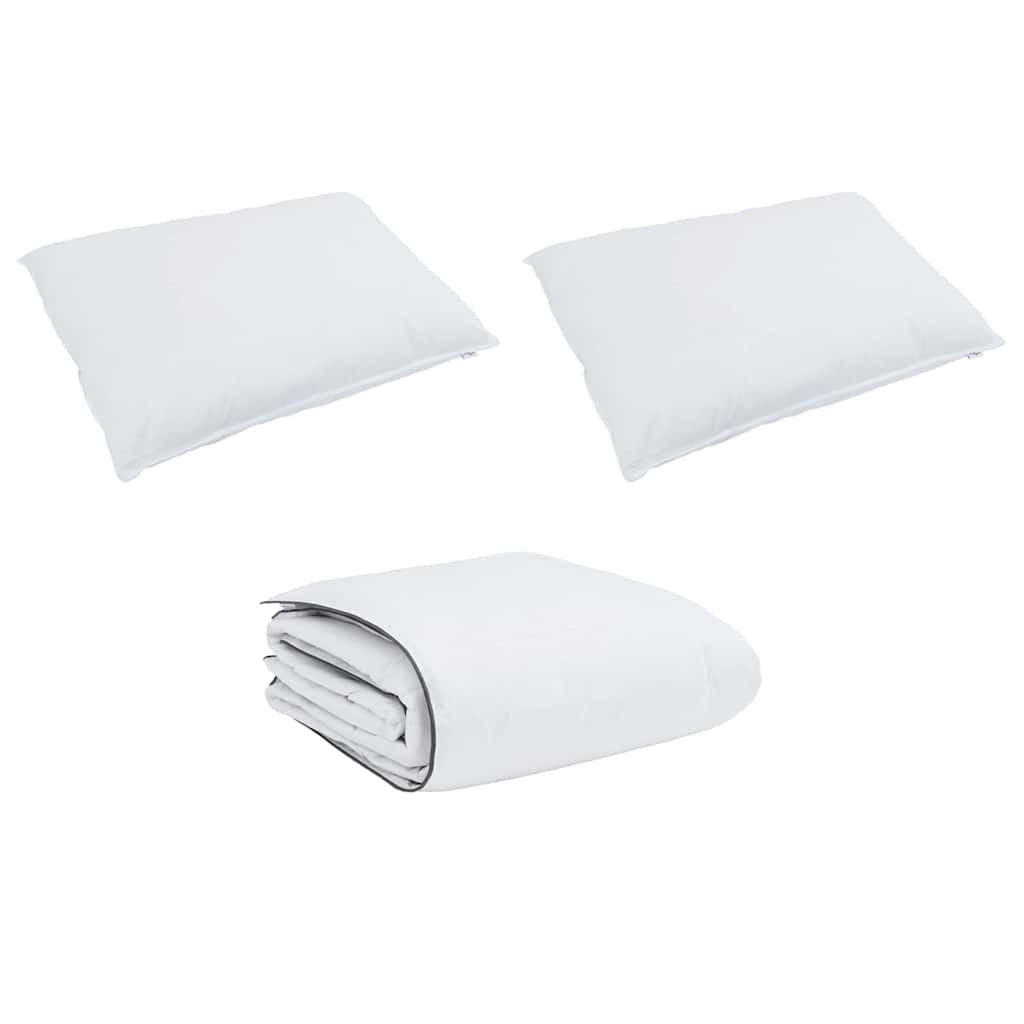 vidaXL Σετ Παπλωμάτων με μαξιλάρι 3 pcs Λευκό Μικροΐνες και Βαμβάκι