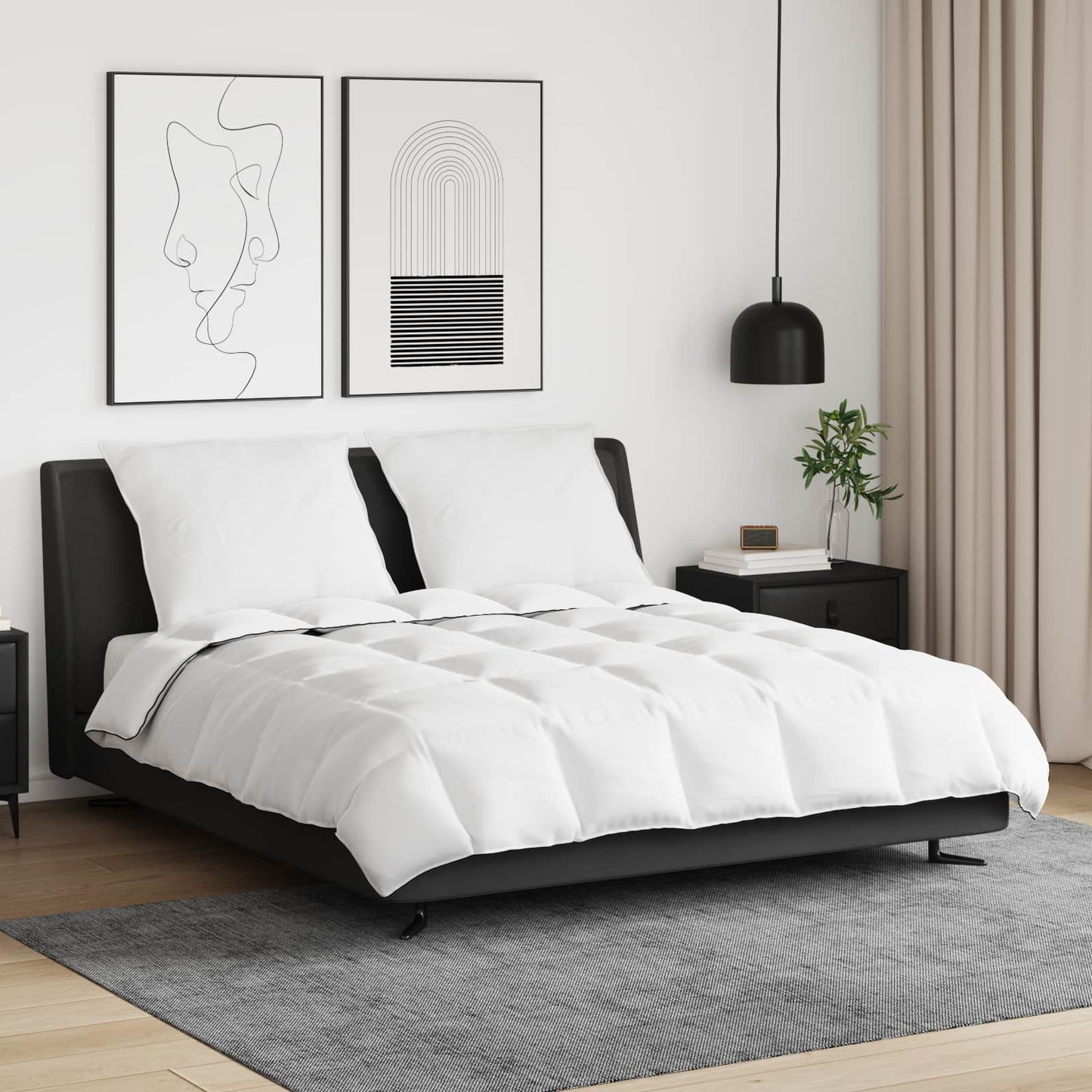 vidaXL Χειμερινό Παπλωματοθήκη με μαξιλάρι 3 pcs Λευκό Φτέρος