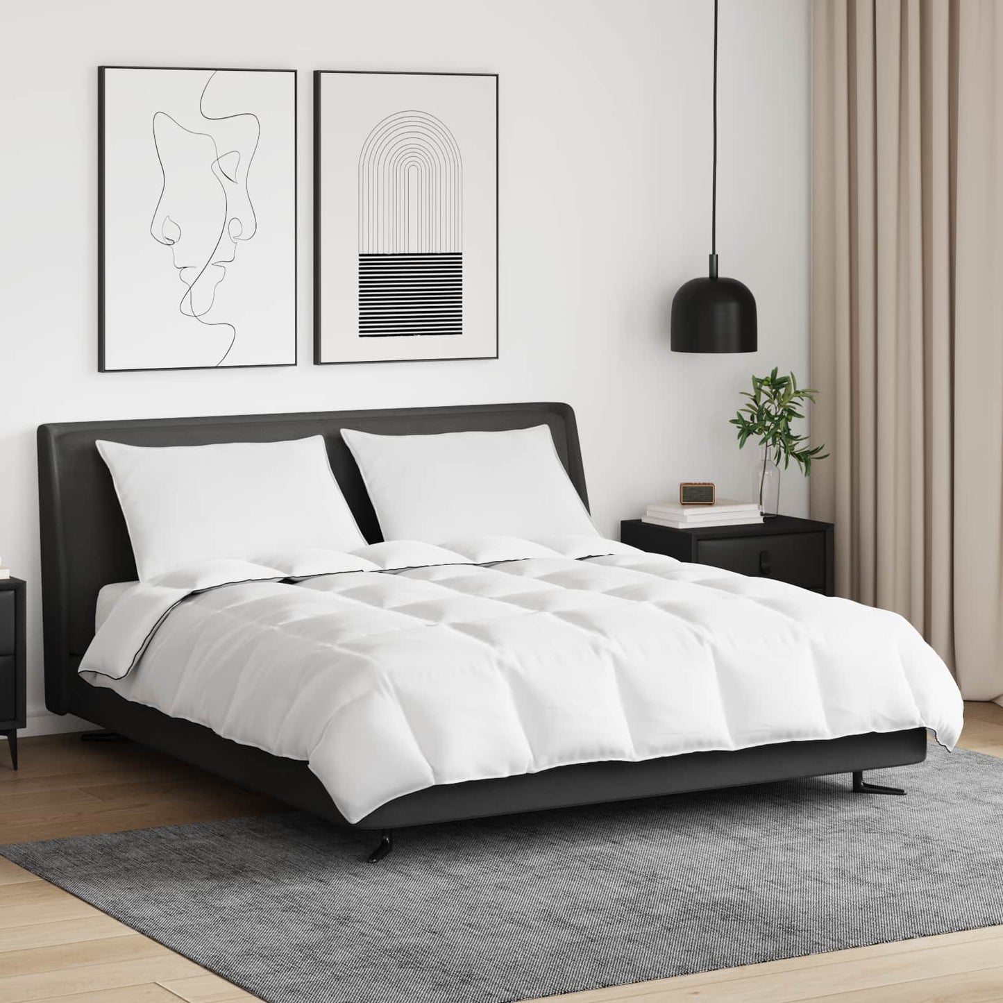 vidaXL Χειμερινό Παπλωματοθήκη με μαξιλάρι 3 pcs Λευκό Φτέρος