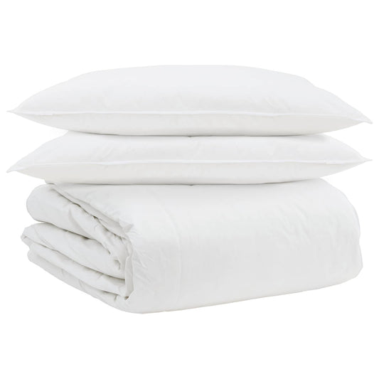 vidaXL Σετ Παπλωμάτων με μαξιλάρι 3 pcs Λευκό Φτέρος