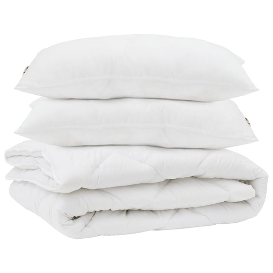 vidaXL Πάπλωμα με μαξιλάρι 3 pcs Λευκό Μικροΐνες