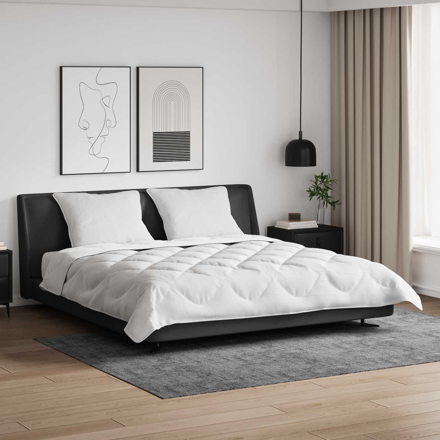vidaXL Σετ Παπλωμάτων 3 pcs Λευκό Μικροΐνες και Φτερά Από Πούπουλο