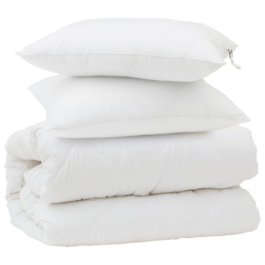 vidaXL Σετ Παπλωμάτων 3 pcs Λευκό Μικροΐνες και Φτερά Από Πούπουλο