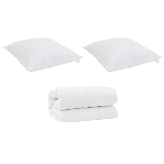 vidaXL Παπλωματοθήκη με Μαξιλάρια 3 pcs Λευκό Μικροΐνες και Σφάγνα