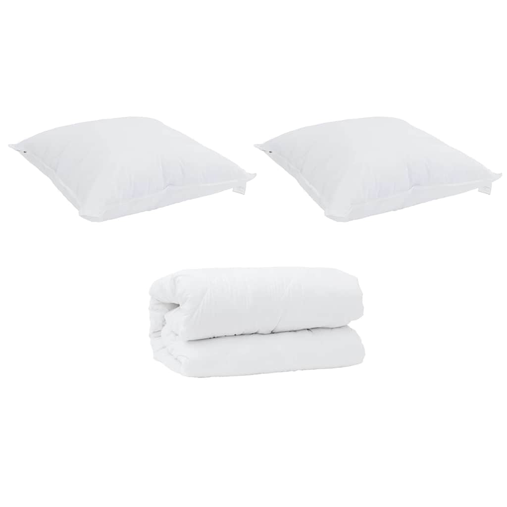 vidaXL Παπλωματοθήκη με Μαξιλάρια 3 pcs Λευκό Μικροΐνες και Σφάγνα