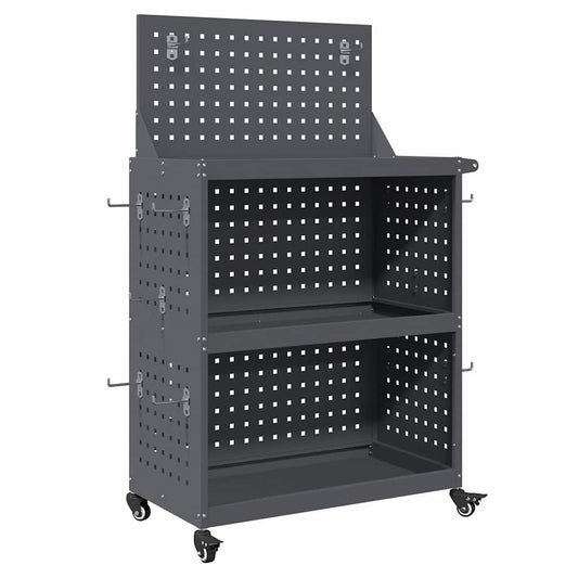 vidaXL Καρότσι εργαλείων με ράφι Ανθρακί 65 x 35 x 111 εκ Κρύα χάλυβας