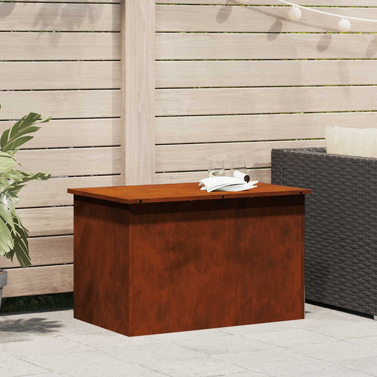 vidaXL Κουτί αποθήκευσης εξωτερικών χώρων Σκ rusty 80 x 50,5 x 50 εκ.