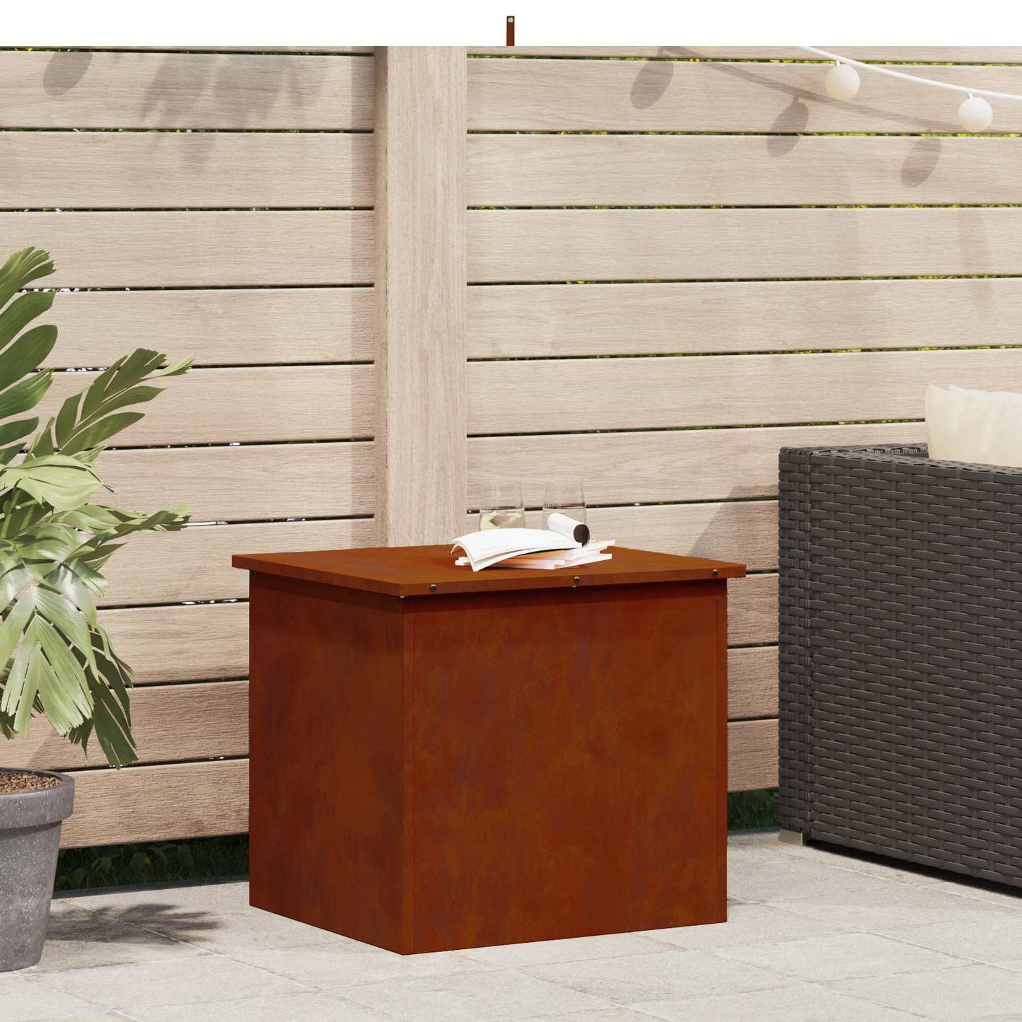 vidaXL Κουτί αποθήκευσης εξωτερικών χώρων Σκ rusty 55 x 50,5 x 50 εκ.