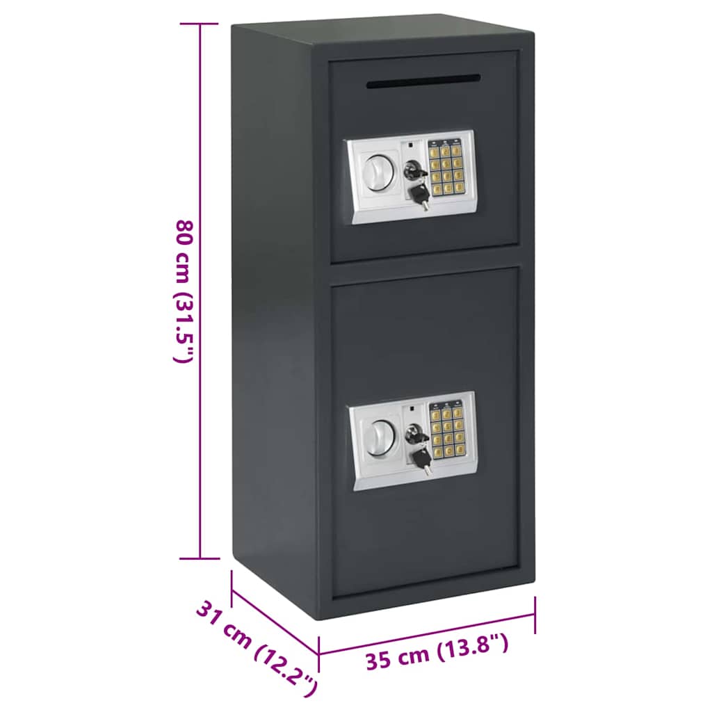 vidaXL Ψηφιακός Σαφής Σκούρο Γκρι 35x31x80 εκ Ατσάλι