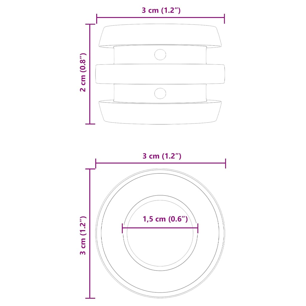 vidaXL Στηρίγματα Σαλαγκάρας 16 pcs Μαύρο 3 x 3 x 2 εκ TPE