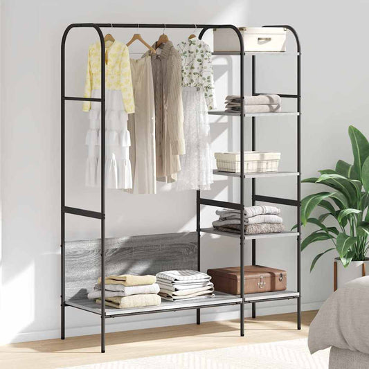 vidaXL Ράφι Ρούχων με ράφι Γκρι 120 x 44 x 160 εκ Επεξεργασμένο ξύλο