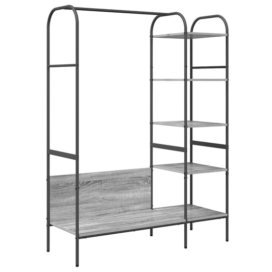 vidaXL Ράφι Ρούχων με ράφι Γκρι 120 x 44 x 160 εκ Επεξεργασμένο ξύλο