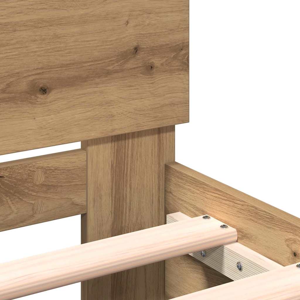vidaXL Σκελετός Κρεβατιού Επιτοίχιο Artisan Oak 203 x 185 x 70 εκ