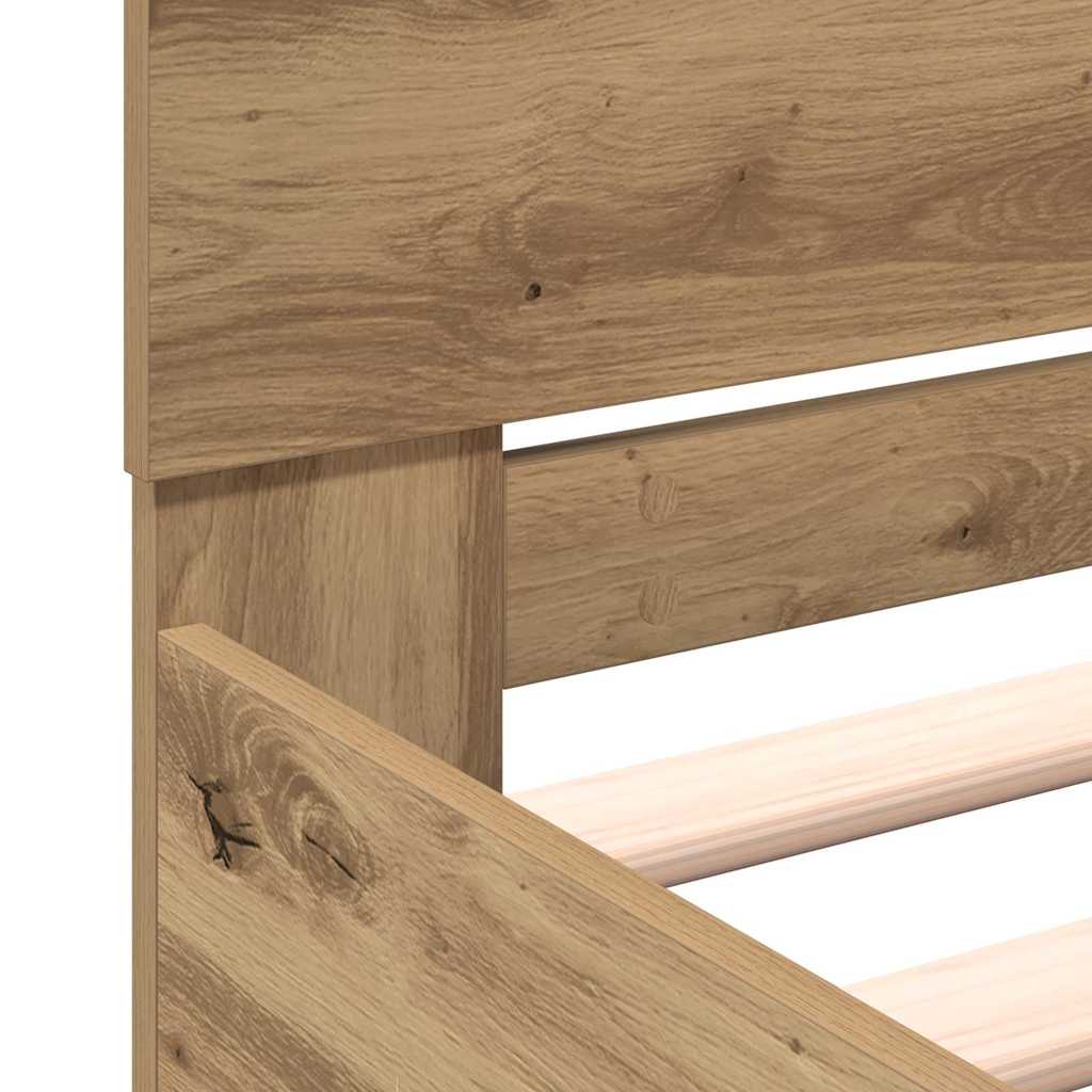 vidaXL Σκελετός Κρεβατιού Επιτοίχιο Artisan Oak 203 x 185 x 70 εκ