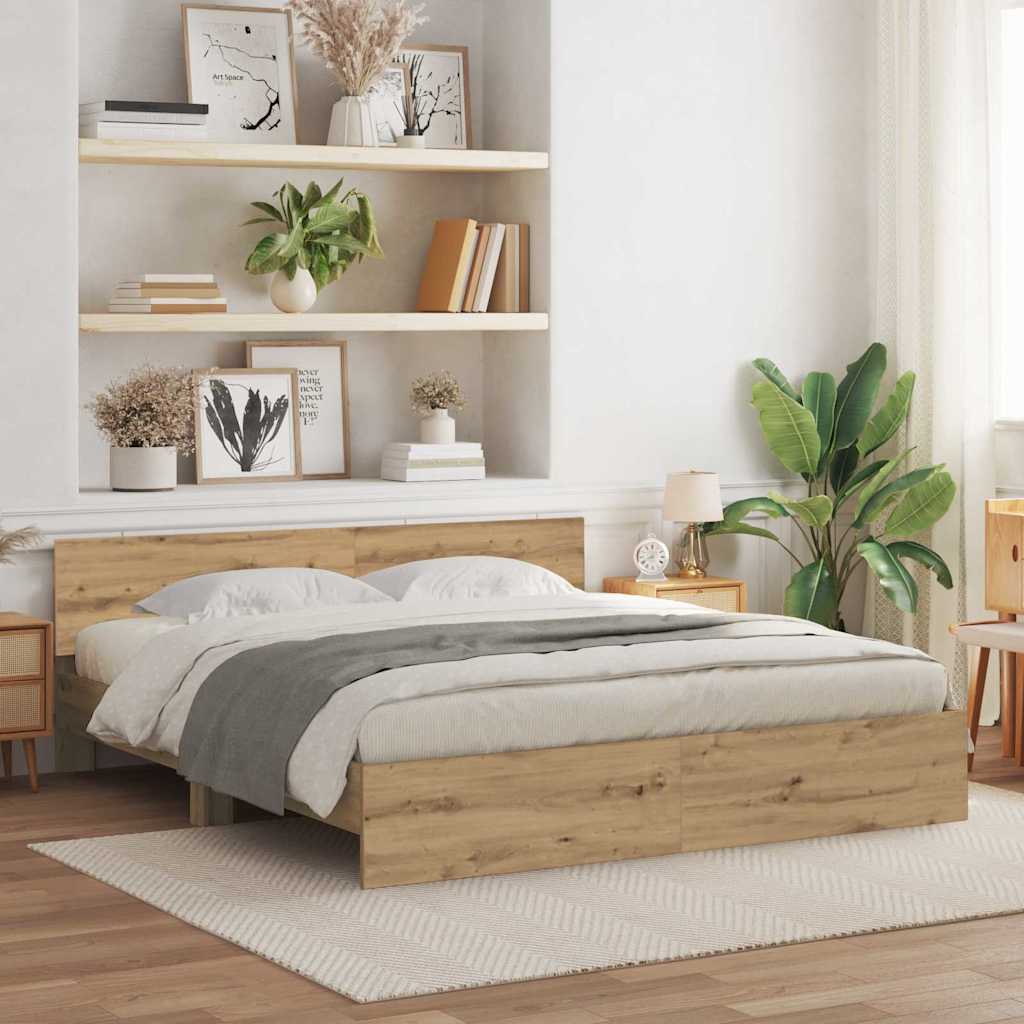 vidaXL Σκελετός Κρεβατιού Επιτοίχιο Artisan Oak 203 x 185 x 70 εκ