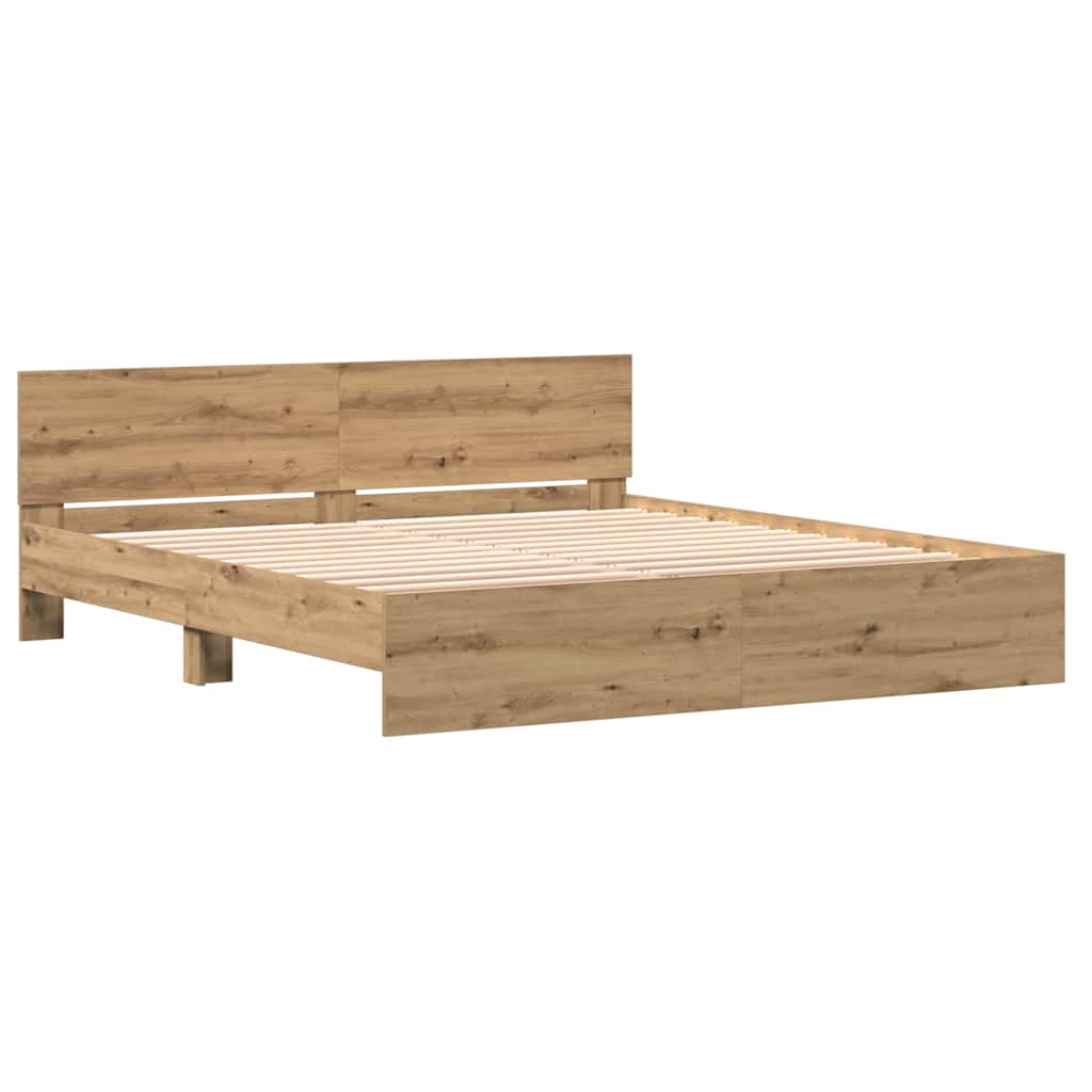 vidaXL Σκελετός Κρεβατιού Επιτοίχιο Artisan Oak 203 x 185 x 70 εκ