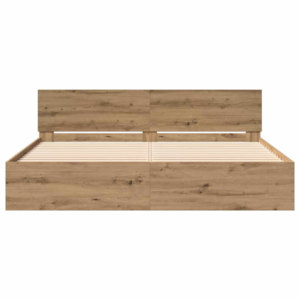 vidaXL Σκελετός Κρεβατιού Επιτοίχιο Artisan Oak 203 x 185 x 70 εκ