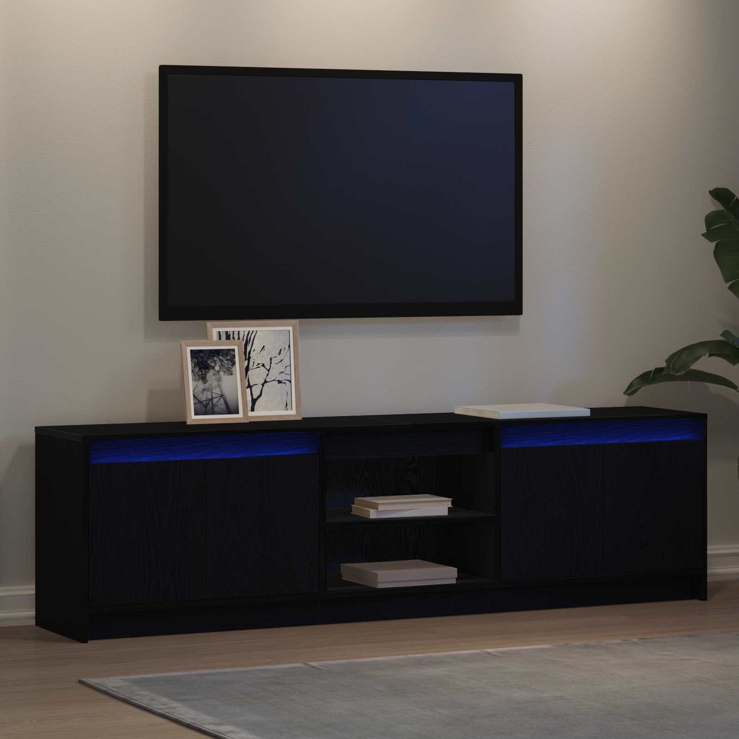 vidaXL Μονάδες TV 2 pcs Μαύρο 180 x 34 x 50 εκ Επεξεργασμένο ξύλο