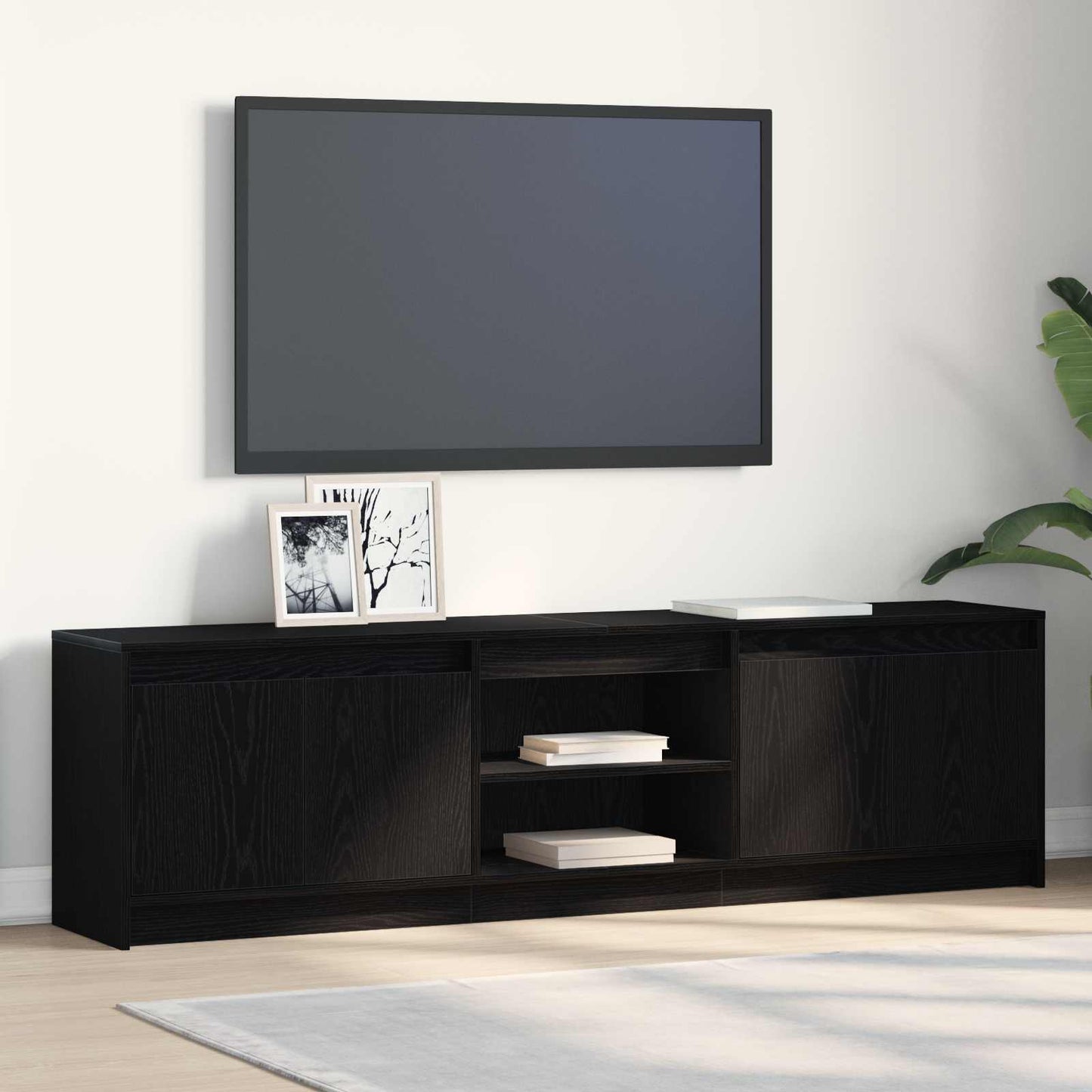 vidaXL Μονάδες TV 2 pcs Μαύρο 180 x 34 x 50 εκ Επεξεργασμένο ξύλο