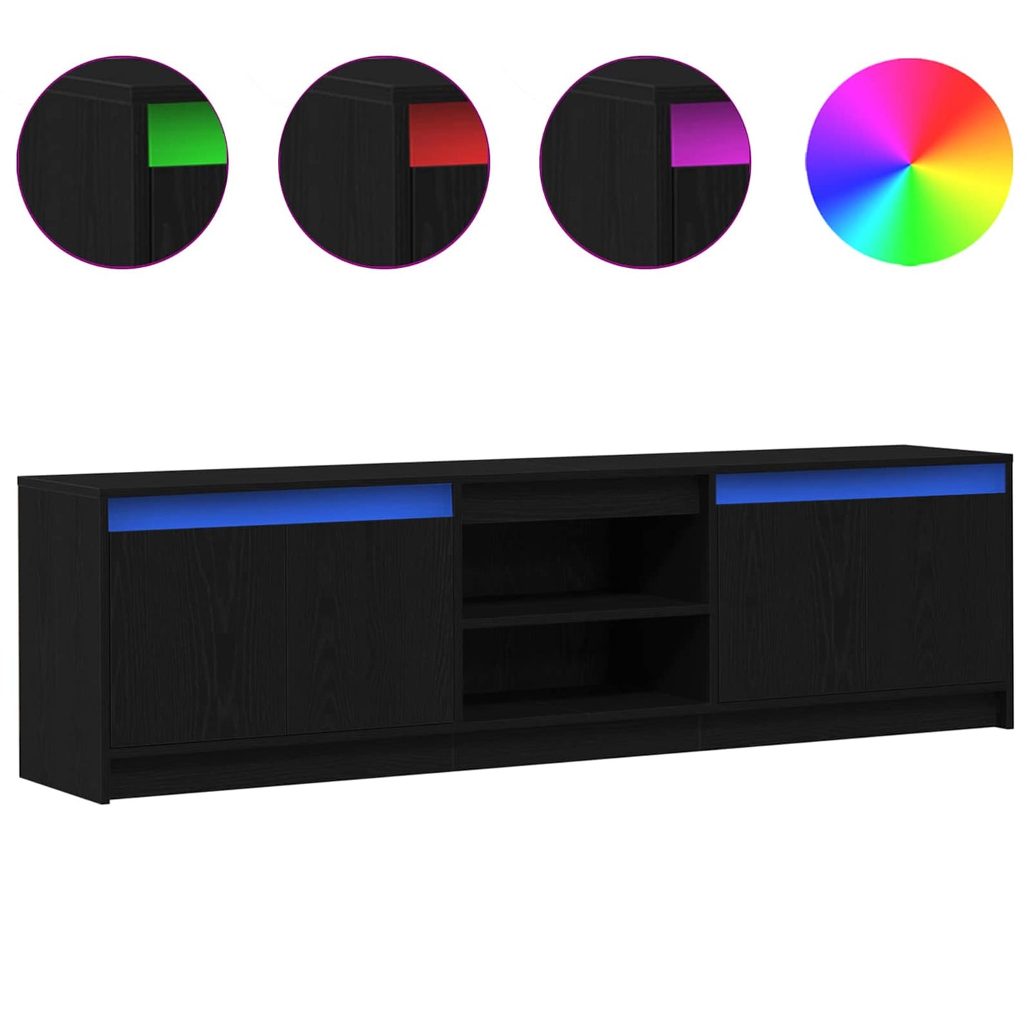 vidaXL Μονάδες TV 2 pcs Μαύρο 180 x 34 x 50 εκ Επεξεργασμένο ξύλο