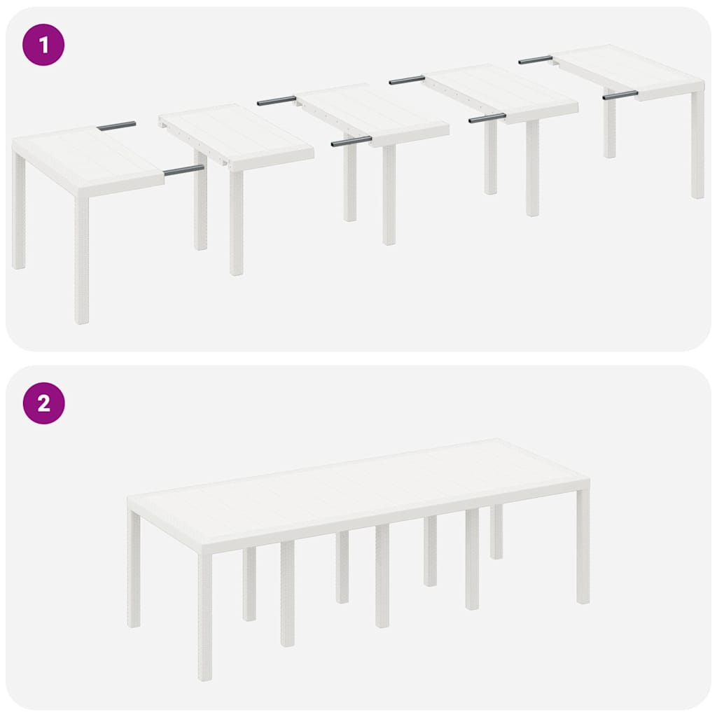 vidaXL Τραπέζι Κήπου Λευκό 250 x 100 x 73 εκ συνθετικό ρατάν