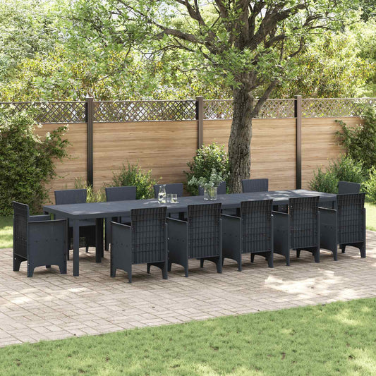 vidaXL Τραπέζι Κήπου Ανθρακί 400 x 100 x 73 εκ. συνθετικό ρατάν