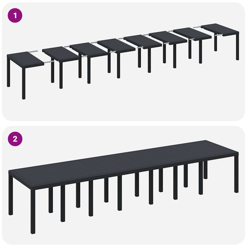 vidaXL Τραπέζι Κήπου Ανθρακί 400 x 100 x 73 εκ. συνθετικό ρατάν