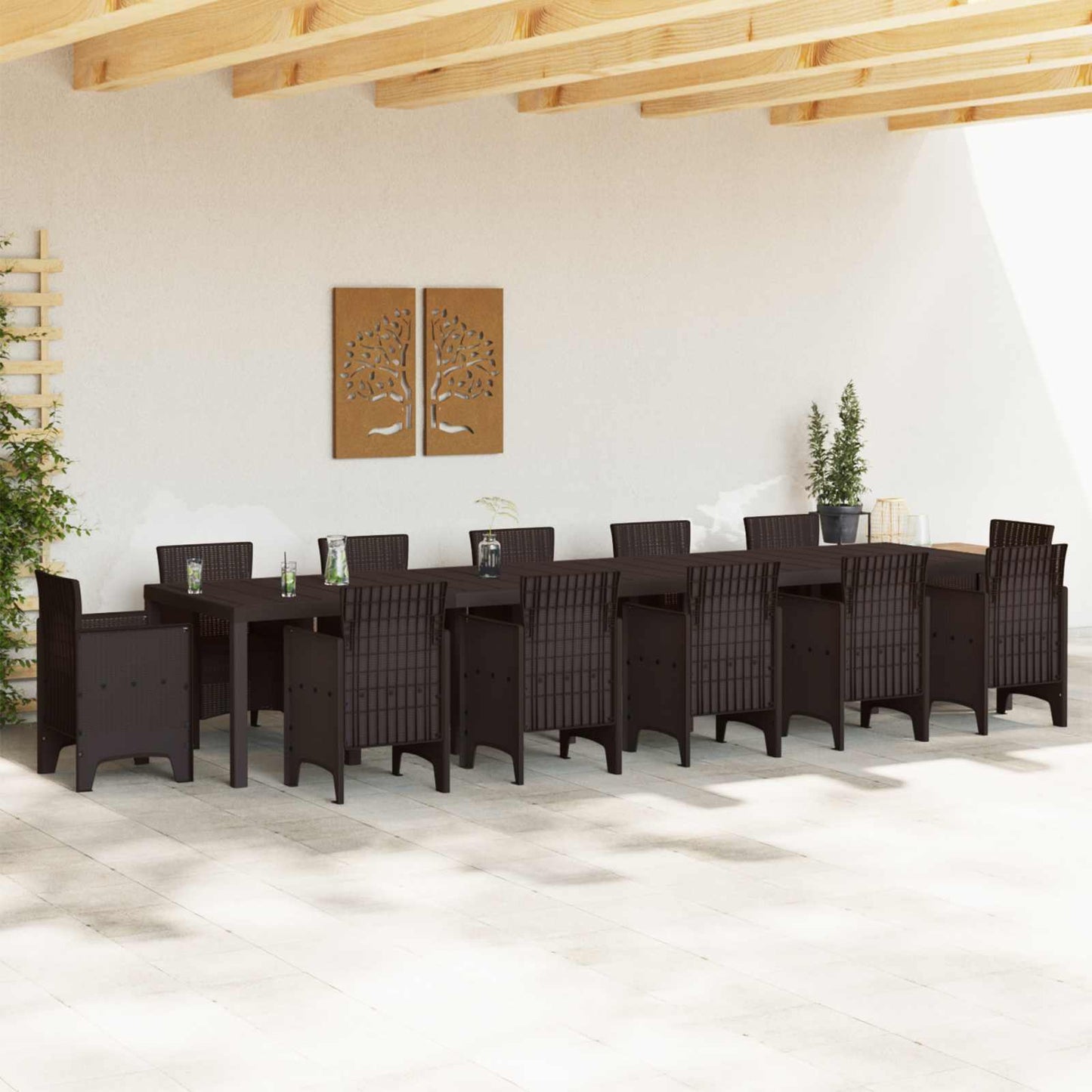 vidaXL Τραπέζι Κήπου Καφέ 400 x 100 x 73 εκ. συνθετικό ρατάν