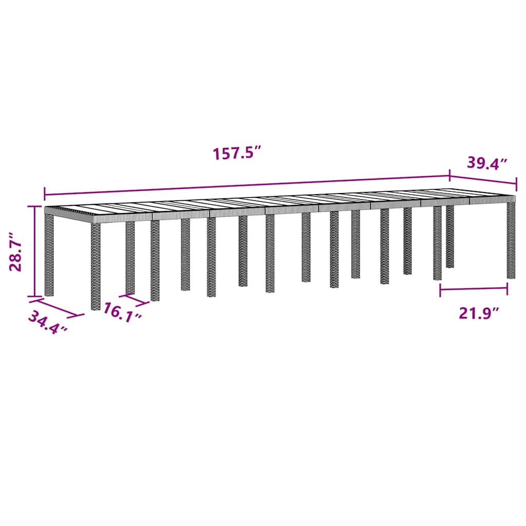 vidaXL Τραπέζι Κήπου Καφέ 400 x 100 x 73 εκ. συνθετικό ρατάν