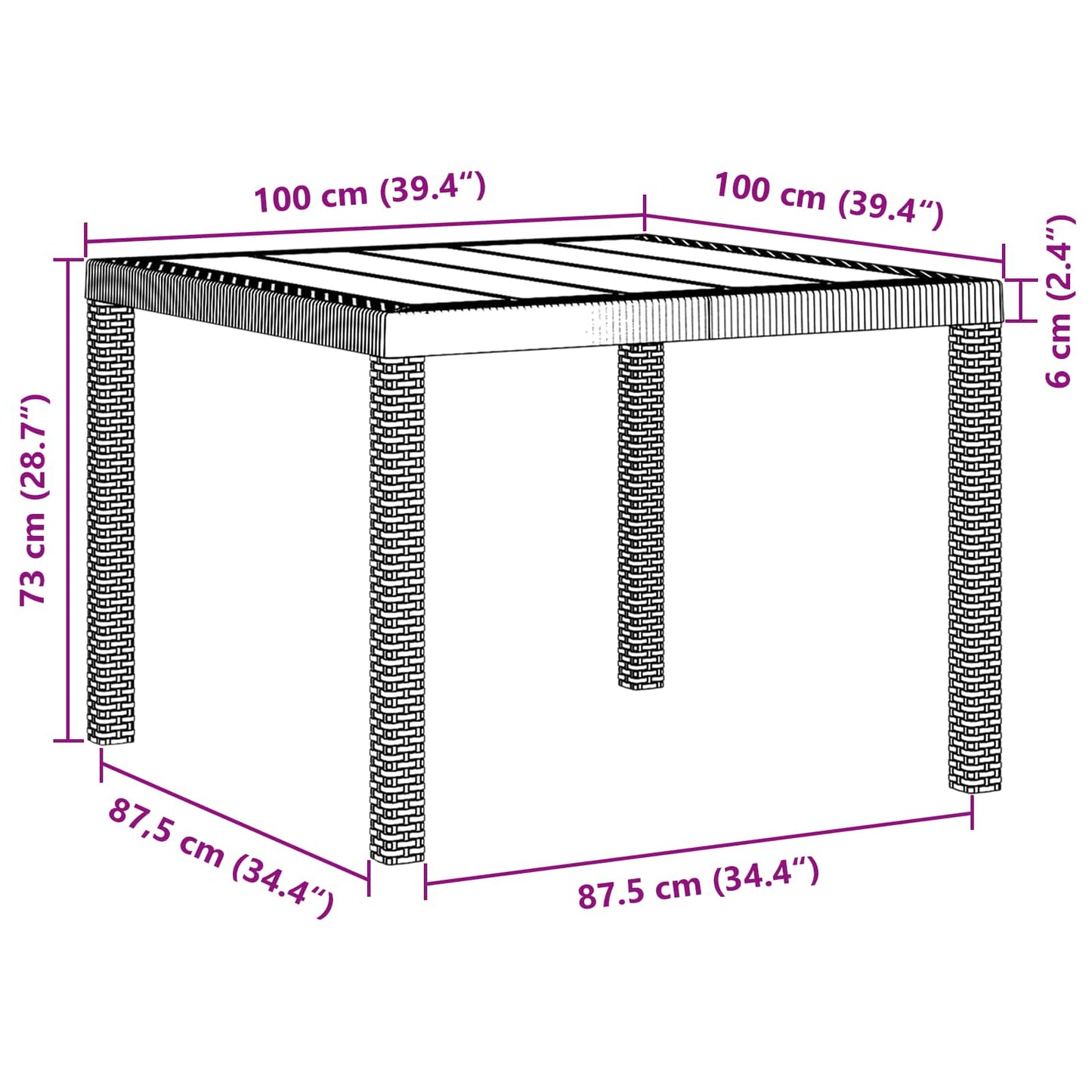 vidaXL Σέτ φαγητού για κήπο 5 pcs Ανθρακί Rattan Polt