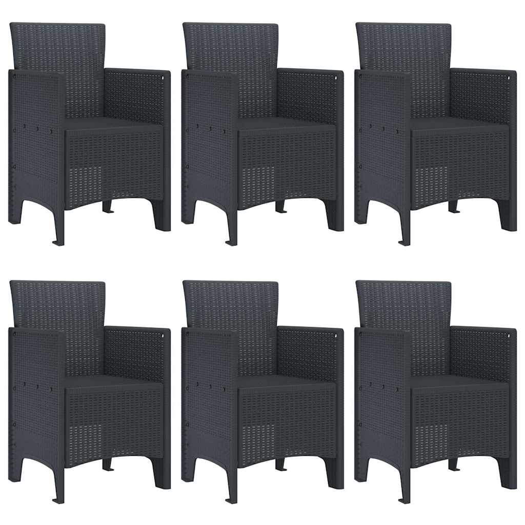 vidaXL Σέτ φαγητού για κήπο 7 pcs Ανθρακί Rattan Polt