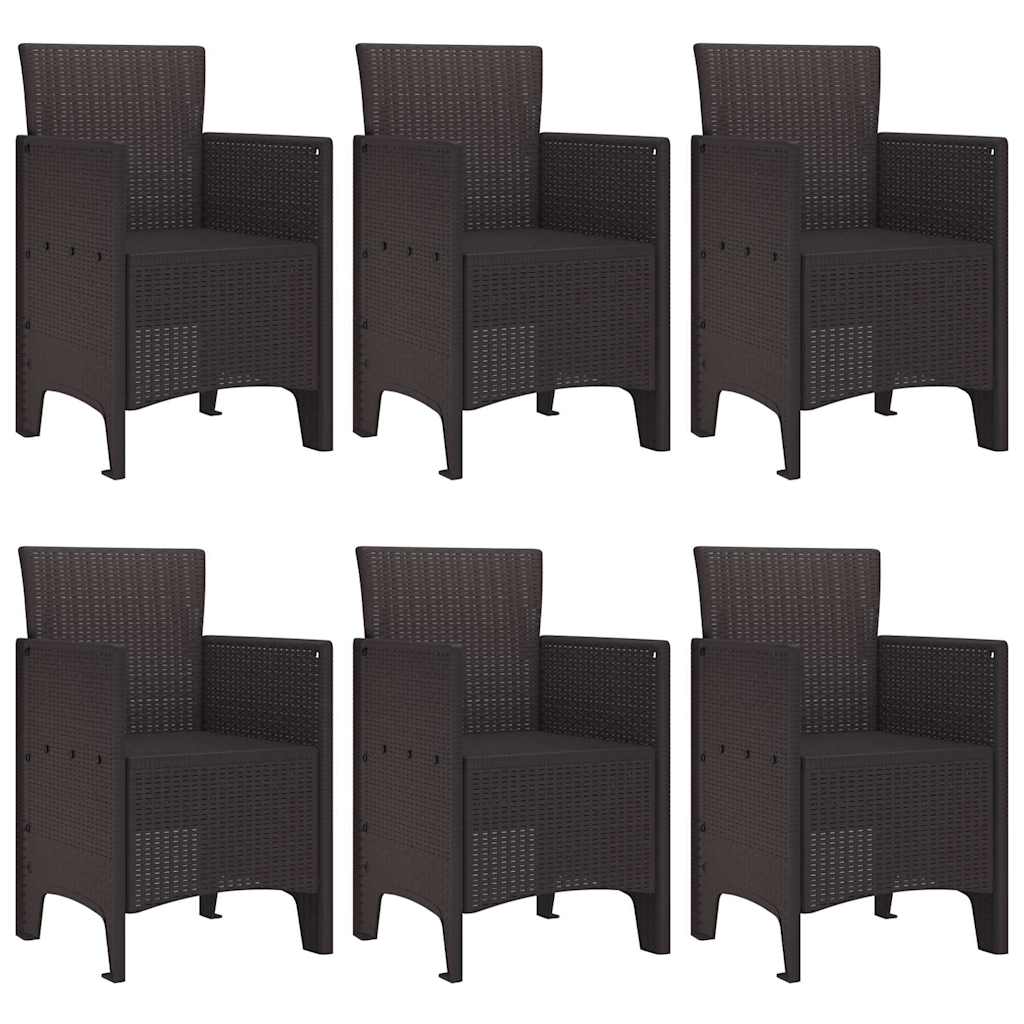 vidaXL Σέτ φαγητού για κήπο 7 pcs Καφέ Rattan Polt