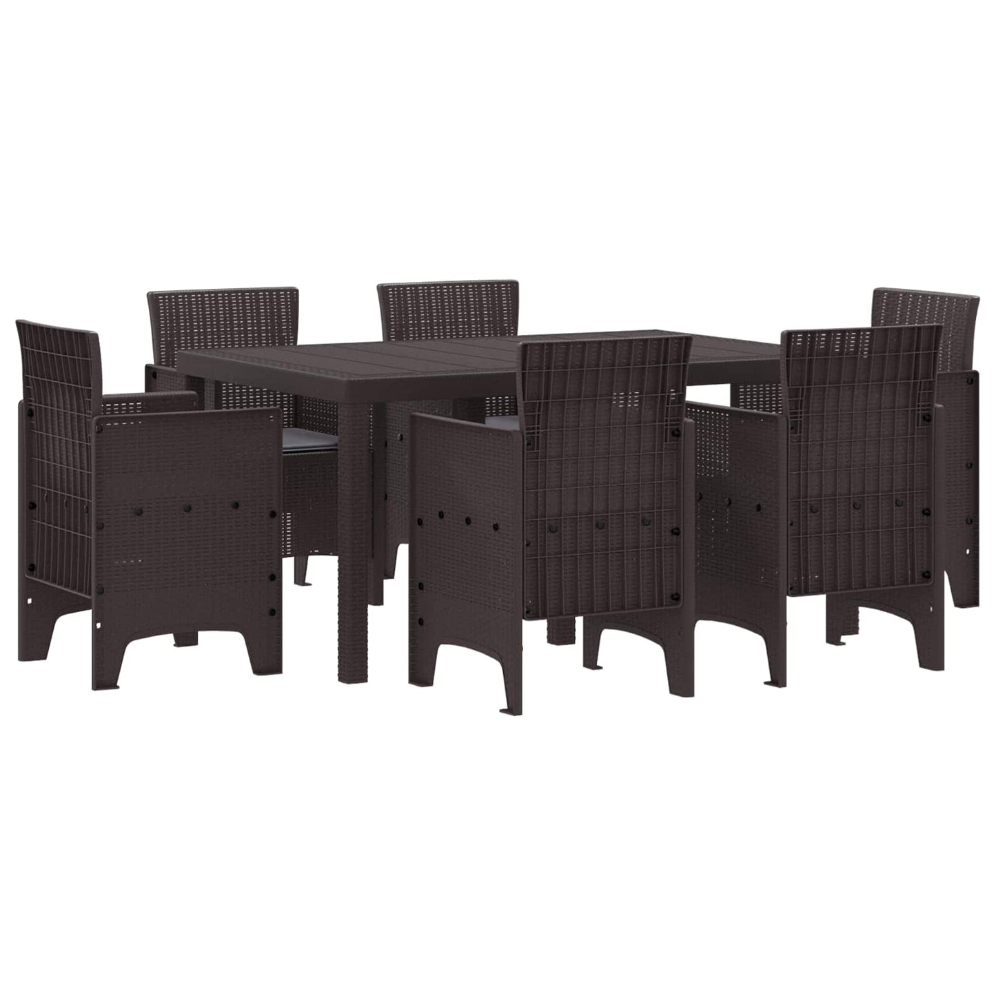 vidaXL Σέτ φαγητού για κήπο 7 τμχ. Καφέ Rattan Polt