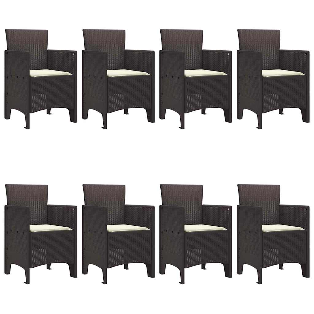 vidaXL Σετ Τραπεζαρίας Κήπου 9 pcs Καφέ Πολυπροπυλένιο