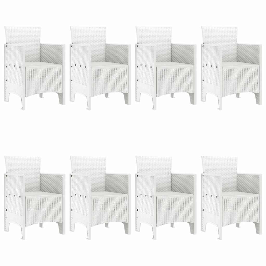 vidaXL Σέτ φαγητού για κήπο 9 pcs Λευκό Rattan Polt
