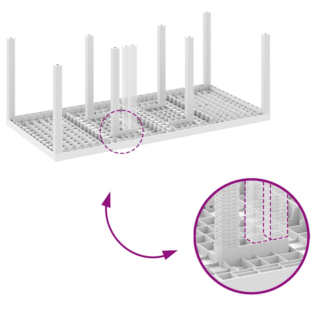 vidaXL Σέτ φαγητού για κήπο 9 pcs Λευκό Rattan Polt