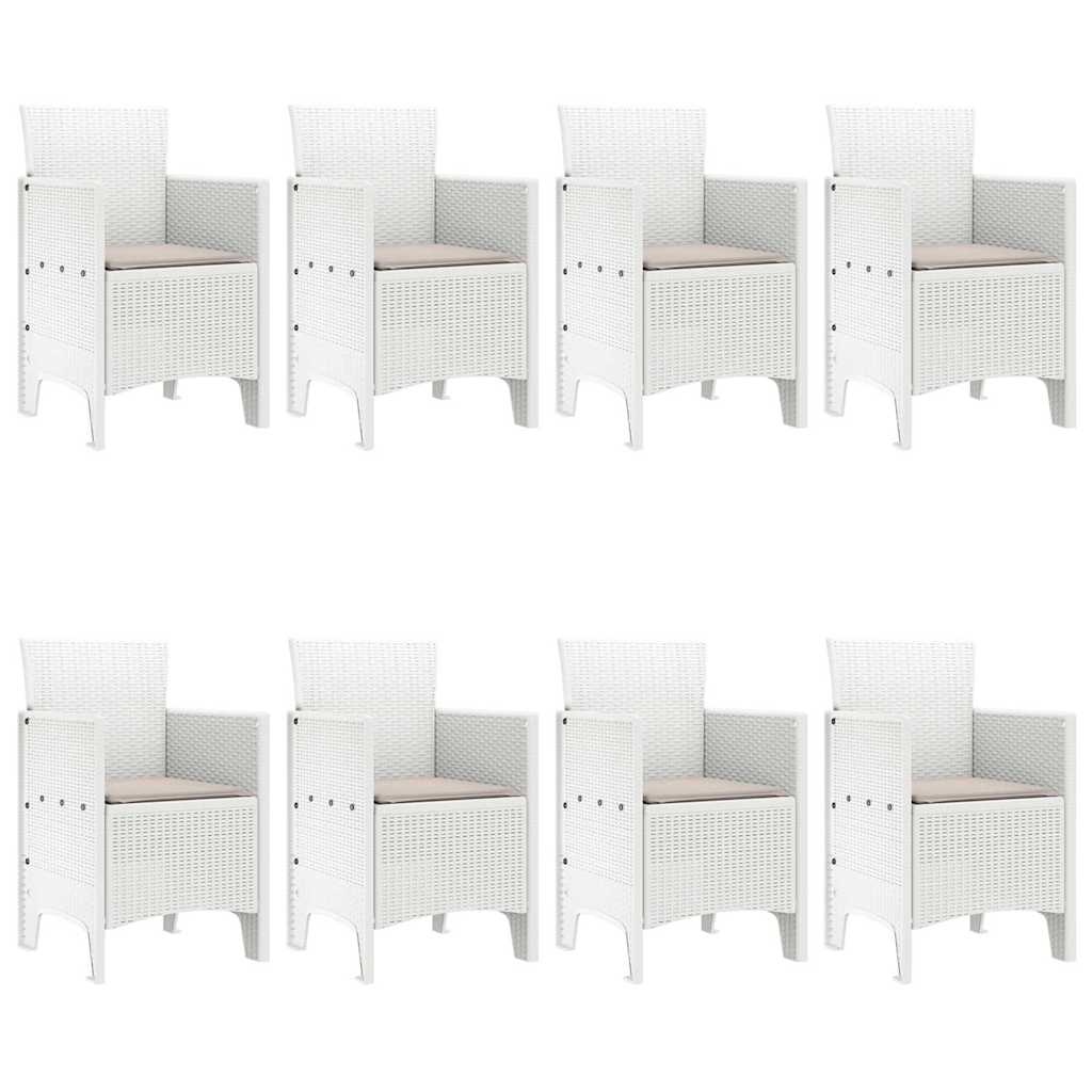 vidaXL Σετ Φαγητού Κήπου 9 pcs Λευκό Ρατάν & Γυαλί